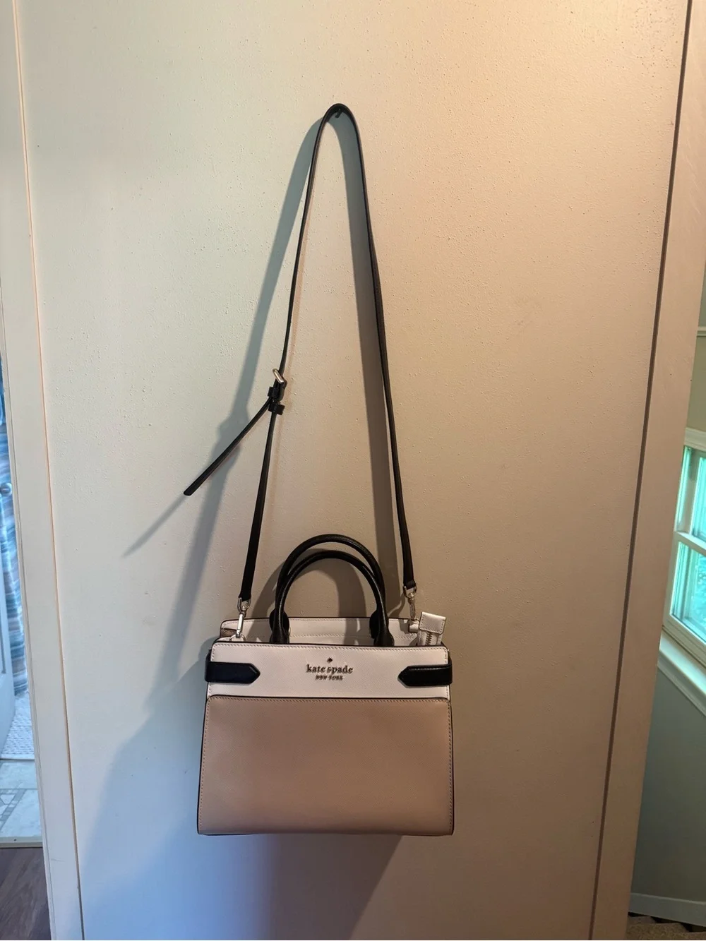 kate spade Two-Tone Satchel in Beige, White and Black